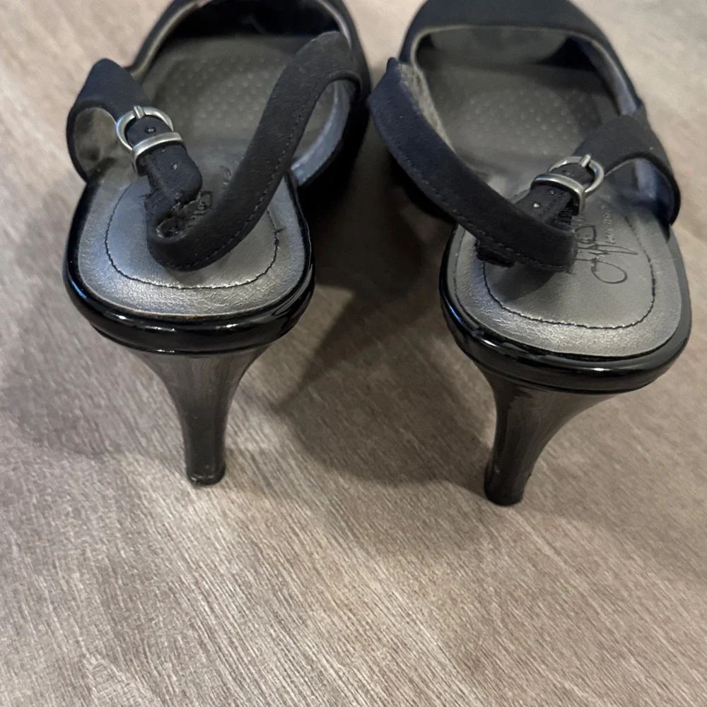 Life Stride Black Slingback Peep-Toe Heels - Picture 8 of 16